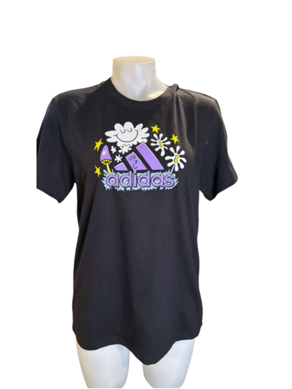 Women's Adidas Short Sleeve Tee L Black Purplej35
